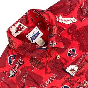 Reyn Spooner Shirt Mens XXL Red Los Angeles Angels Baseball Casual‎ Dress Shirt